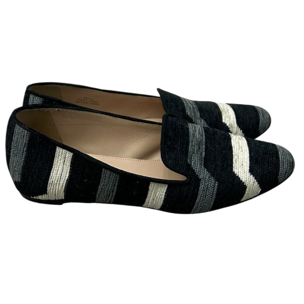 J. Crew Black and Gray Stripe Patterned Loafers Women's size 8 - Picture 6 of 7